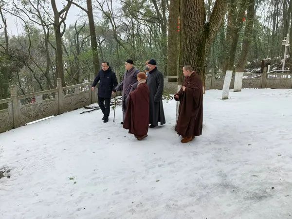 圣辉长老到处在雨夹雪或冻雨恶劣天气中的弱小寺院进行看望慰问