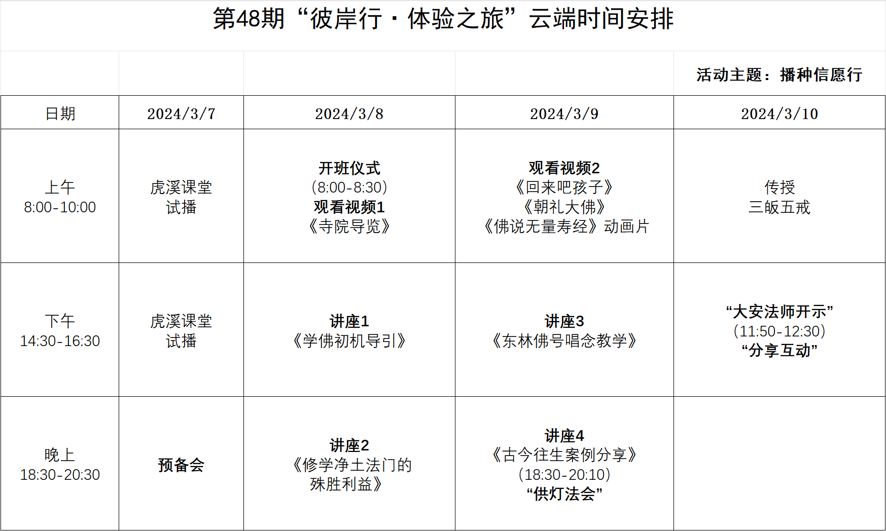 第48期“彼岸行•体验之旅”将于3月8日开班（含课表）